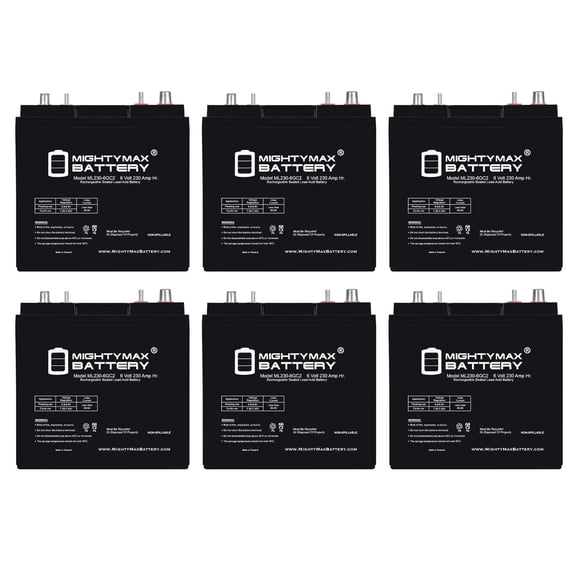 6V 230AH Dual Terminal SLA Replacement Battery Compatible with EZGO Shuttle 2 Golf Cart - 6 Pack