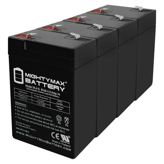 6V 4.5Ah Rechargeable Sealed Deer Game Feeder Camera Battery - 4 Pack