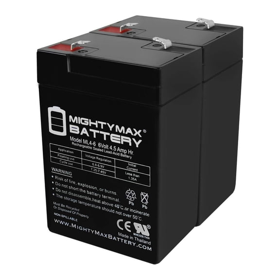 6V 4.5AH SLA Replacement Battery for Dual Lite EDS Lighting - 2 Pack