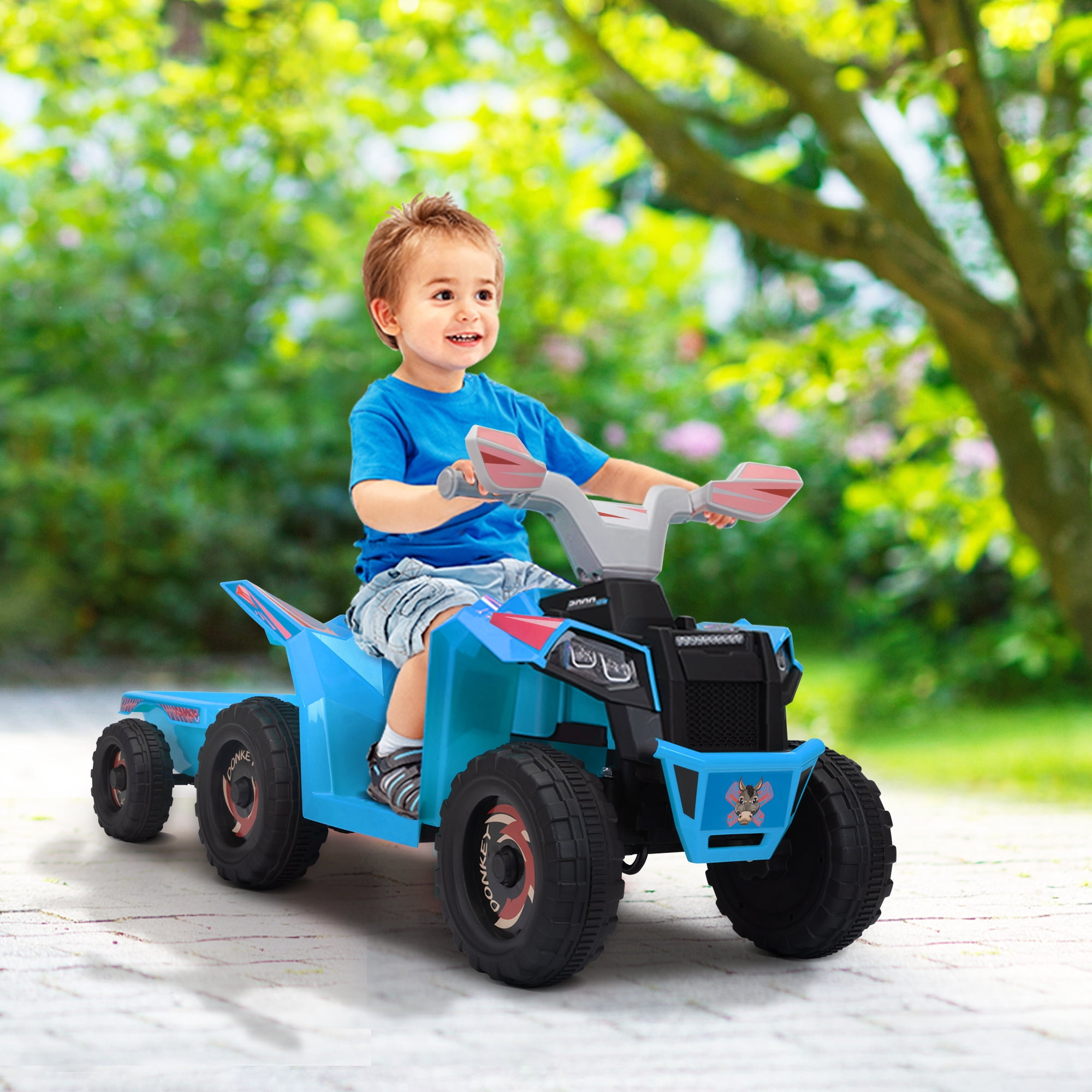 6V 4 Wheeler Quad Powered Ride On ATV for kids with Bluetooth, Music