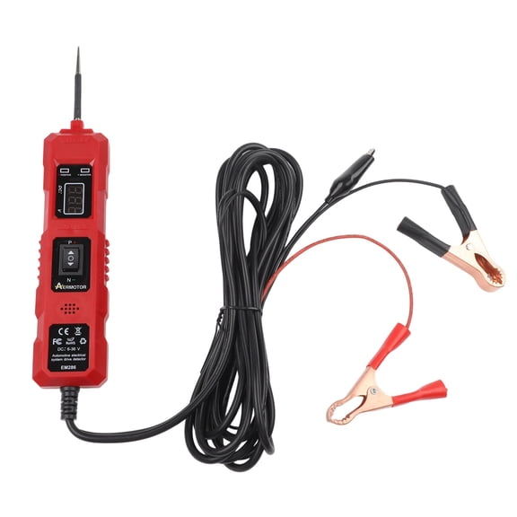 6V-48V Automotive Electric Circuit Tester with 13.5 Ft Cable, DC Voltage Polarity for Cars and Trucks, Short Circuit and Ground Fault Detection Tool, Red ABS Housing