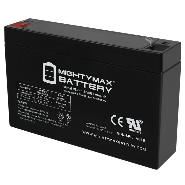 6V 7Ah SLA Battery Replacement for 6V Camaro Style Ride On