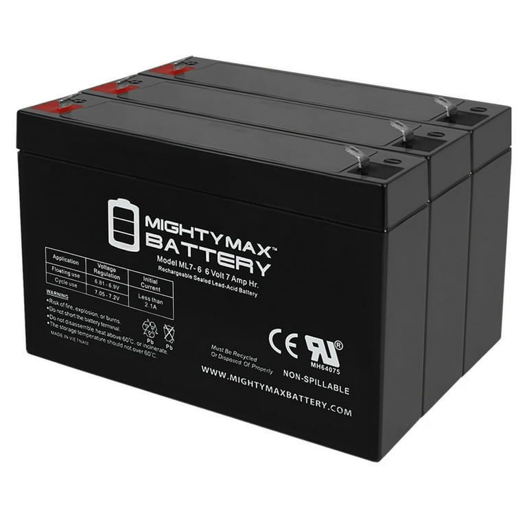 6V 7Ah SLA Battery Replacement for Genesis NP7-6 - 3 Pack