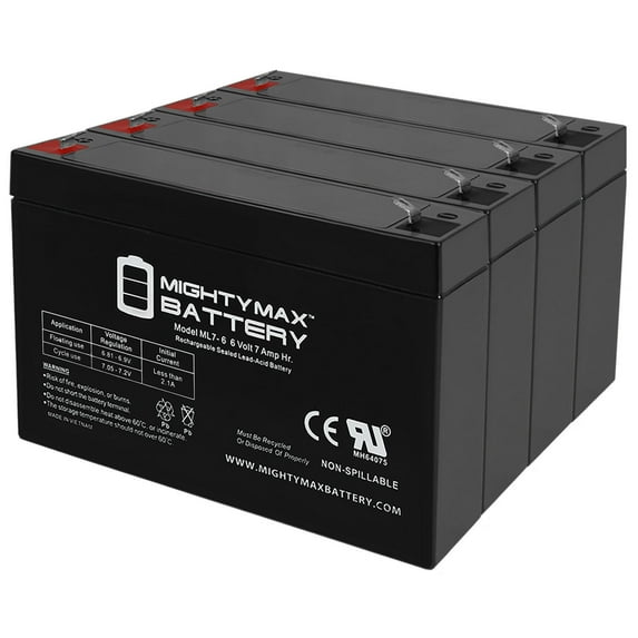 6V 7Ah SLA Replacement Battery for Lithonia ED, EL - 4 Pack