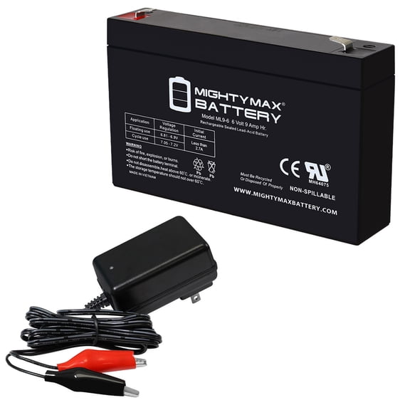 6V 9AH F2 Replacement Battery Compatible With Exide PowerWare 6V5 + 6V Charger