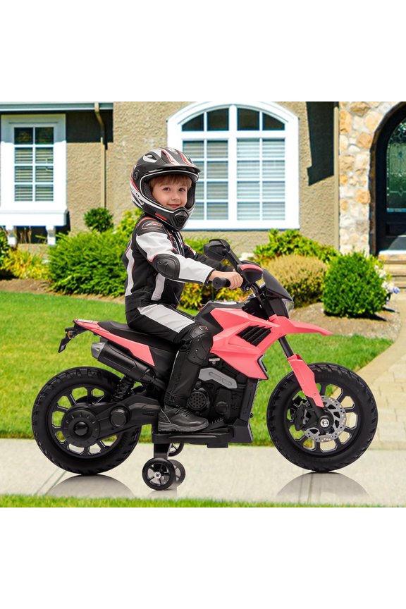 6V Battery Powered Ride-On Motorcycle with Training Wheels, LED Headlight, Music & Bluetooth, Adjustable 25 mph, Forward/Reverse, Foot Brake, 66 lb Capacity,Light pink