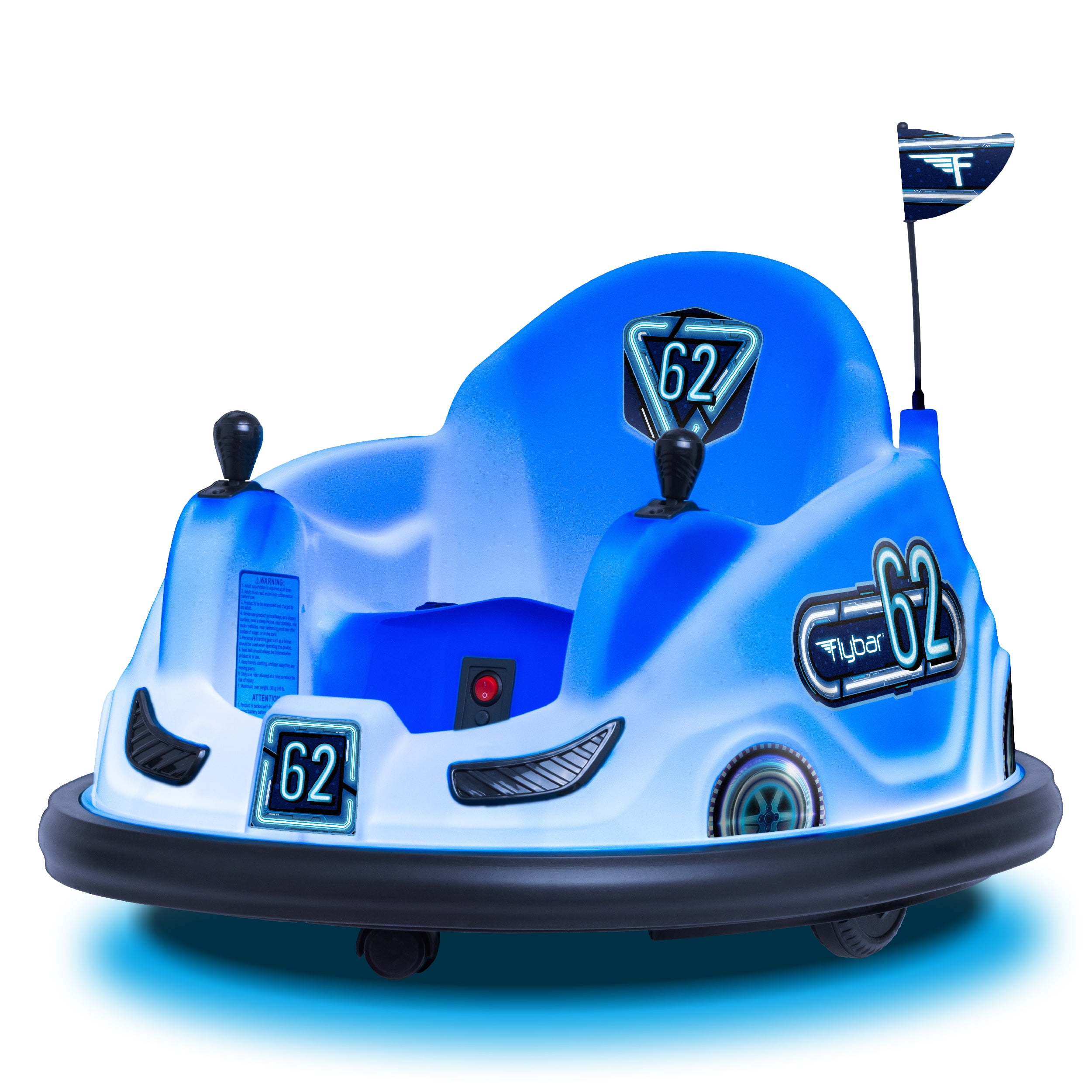 6V Blue Glow Bumper Car, Battery Powered Ride on for Children, Ages 1.5+, by Flybar