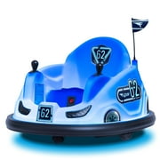 6V Blue Glow Bumper Car, Battery Powered Ride on for Children, Ages 1.5+, by Flybar