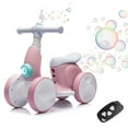 thumbnail image 1 of 6V Electric Baby Balance Bike with Bubble Machine,4 in 1 Toddler Balance Bike w/Remote Control for 1 Year Old Boys Girls Kids Bubble Bike Ride on Toys w/Powered Motor,Music,LED Lights (Pink), 1 of 7