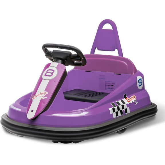 6V Electric Bumper Car for Toddlers, 360° Spin Ride-On Toy w/LED Lights, Music & Horn, 2 Speeds, 1.9 MPH Max Speed, Birthday Gift for Boys Girls 2-6 Years Old, Purple