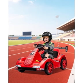 6V Electric Drift Go Kart Ride-On Car, Dual 380 Motors, 2.4GHz Remote Control, LED Lights, MP3/AUX Music, 2 Speeds, Up to 2 MPH, Ages 312,Red