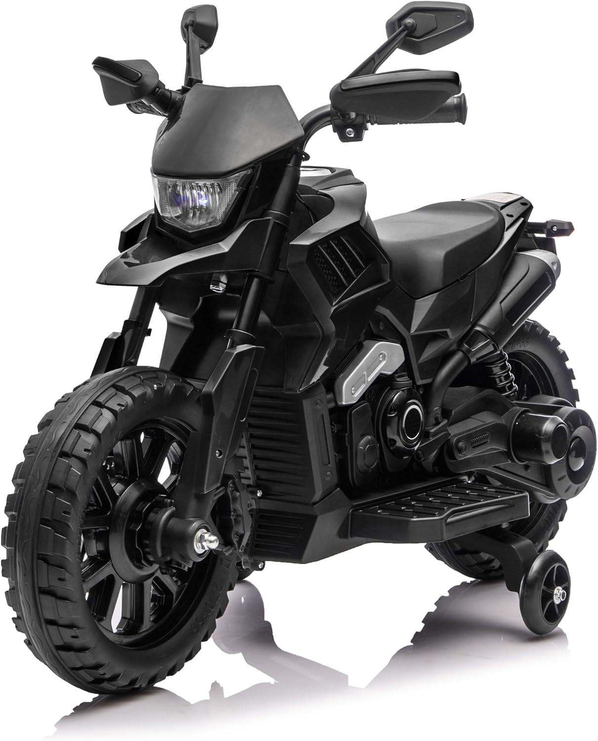 6V Electric Ride-On Motorcycle with Training Wheels, LED Headlight ...