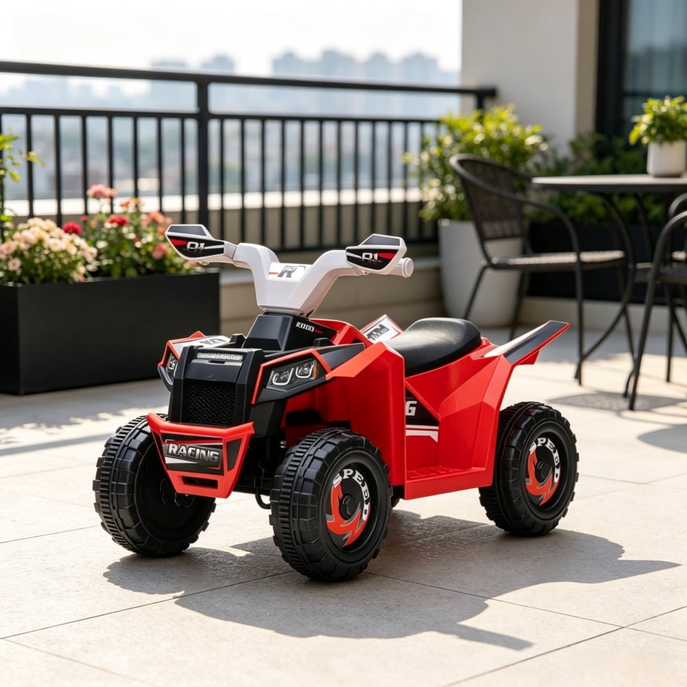 6V Electric Toy Car, Forward Backward with Wear-Resistant Wheels for 18-36 Months Old, Red