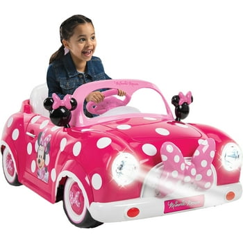 Huffy 6V Disney Minnie Mouse Convertible Ride-On Car with Remote Control, Ages 3-7, Kids, Pink