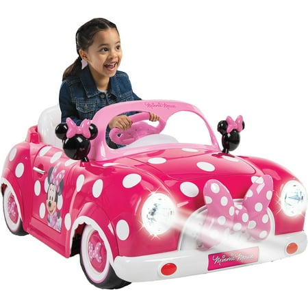 Huffy 6V Disney Minnie Mouse Convertible Ride-On Car with Remote Control, Ages 3-7, Kids, Pink