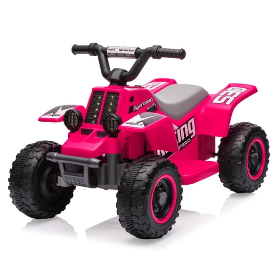 6V Kids ATV 4 Wheeler,Electric Ride On Toy Car With LED Light,MP3, Forward & Reverse,Ride-On Toy For Toddlers 1-3 Boys & Girls Black/Blue/Pink/Green/Yellow/Rose Red