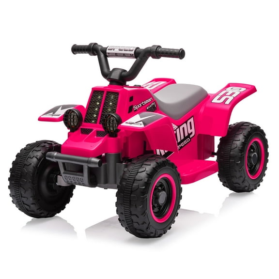 6V Kids ATV 4 Wheeler,Electric Ride On Toy Car With LED Light,MP3, Forward & Reverse,Ride-On Toy For Toddlers 1-3 Boys & Girls Black/Blue/Pink/Green/Yellow/Rose Red