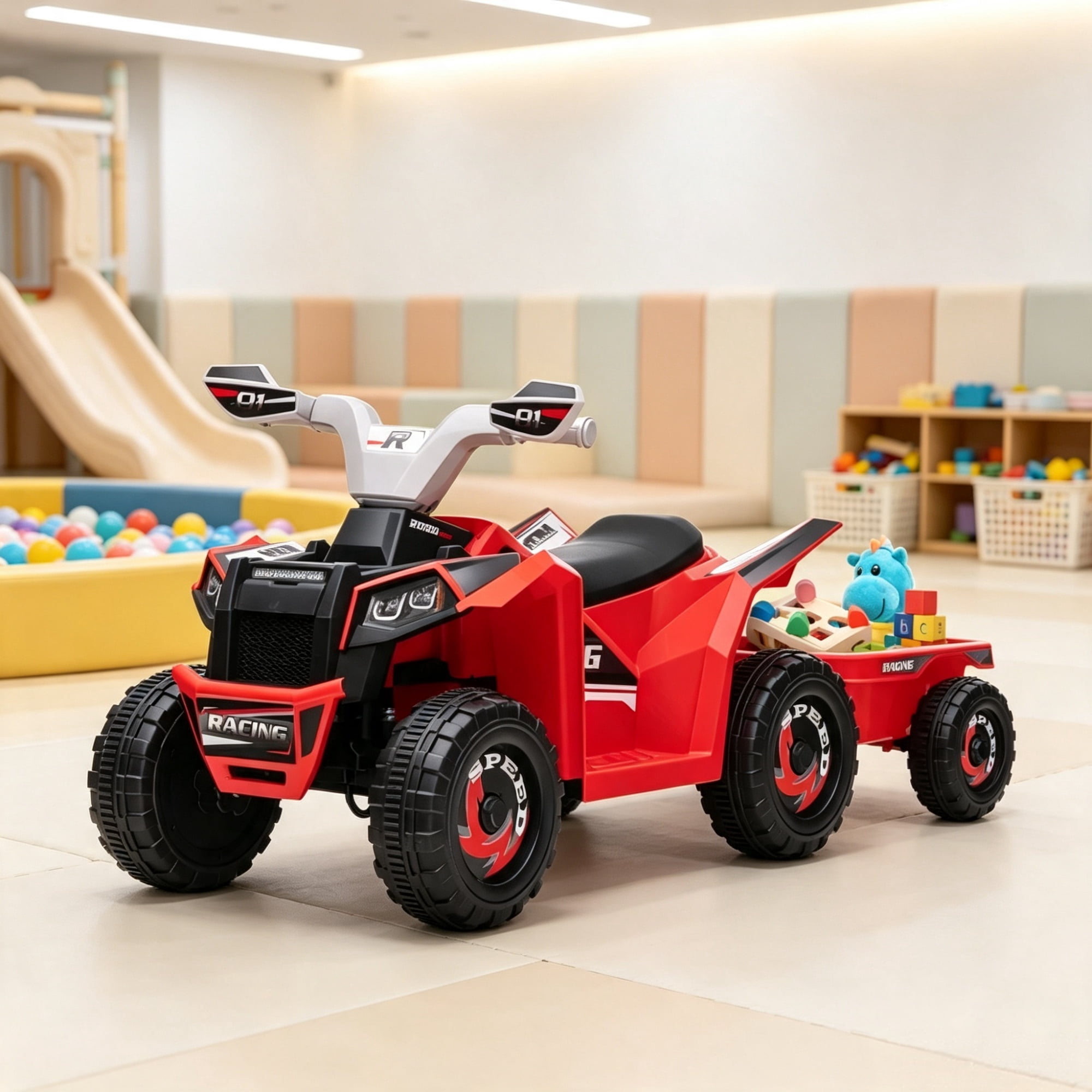 6V Kids Electric Car, Forward & Reverse, Wear-Resistant Wheels, for 1.5-3 Years Old, Red