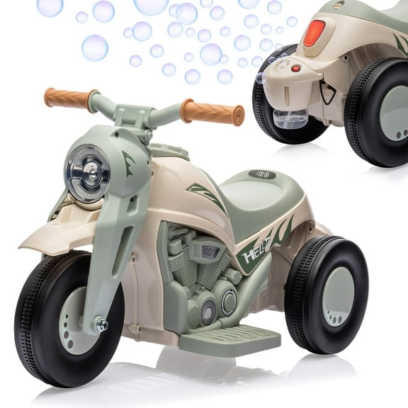 6V Kids Electric Ride-On Bubble Motorcycle – 3-Wheel Battery Power, Bubble Maker, LED Headlights, Music, Pedal, Forward/Reverse, Birthday Gift for Boys & Girls