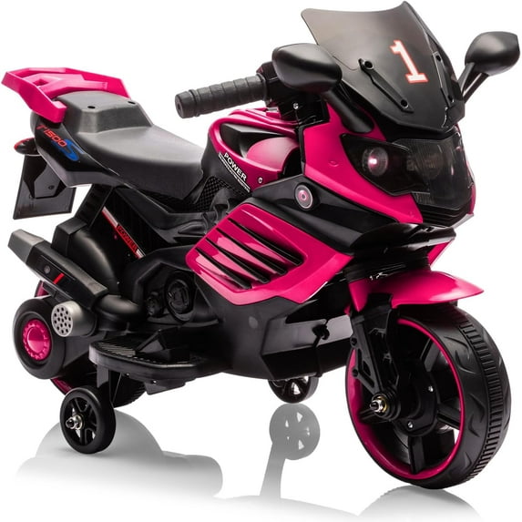 6V Kids Motorcycle, Electric Ride On Car Toy with Training Wheels, Working Headlight, Horn & Music, Battery Powered Ride On Motorcycle Toy for Toddler Kids Boys Girls Ages 3-6