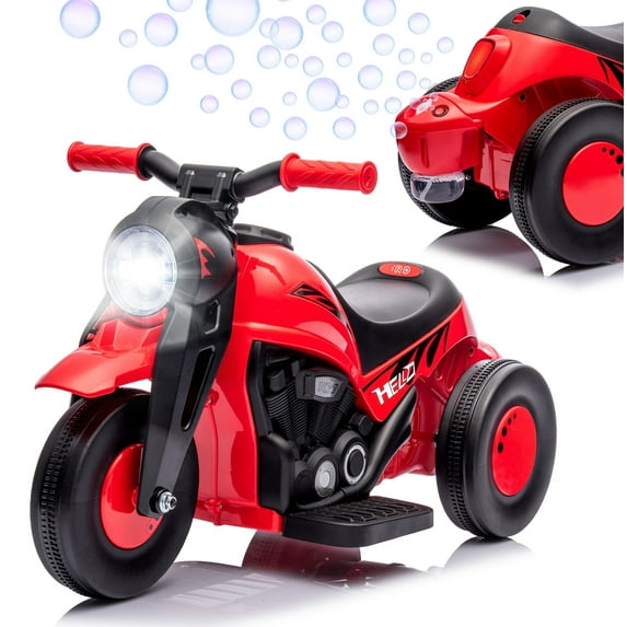 6V Kids Ride on Bubble Car, Battery Powered Electric Motorcycle with Music Button and LED Headlight, 3 Wheels Motorbike Toys Gift for Toddler 3+ Boys Girls, Red