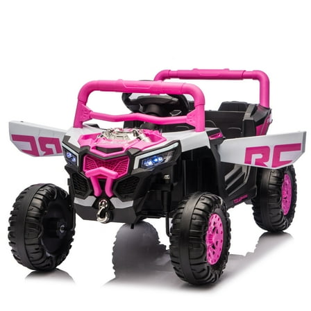 iYofe 12V Ride on UTV for Kids, Electric Power Ride on Car Wheels w/ Remote Control, LED, Bluetooth, Swing Back & Forth, Ride on Toy Truck for Kids Ages 3-5, Gift for Birthday & Christmas, Pink