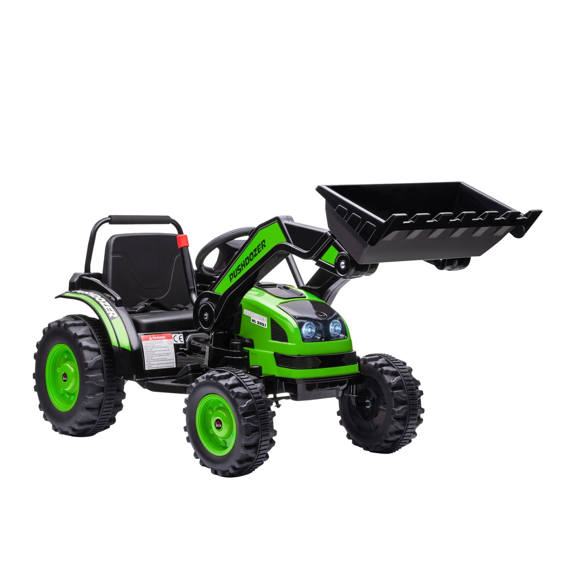 Green 6V Kids Ride-On Tractor with Adjustable Bucket