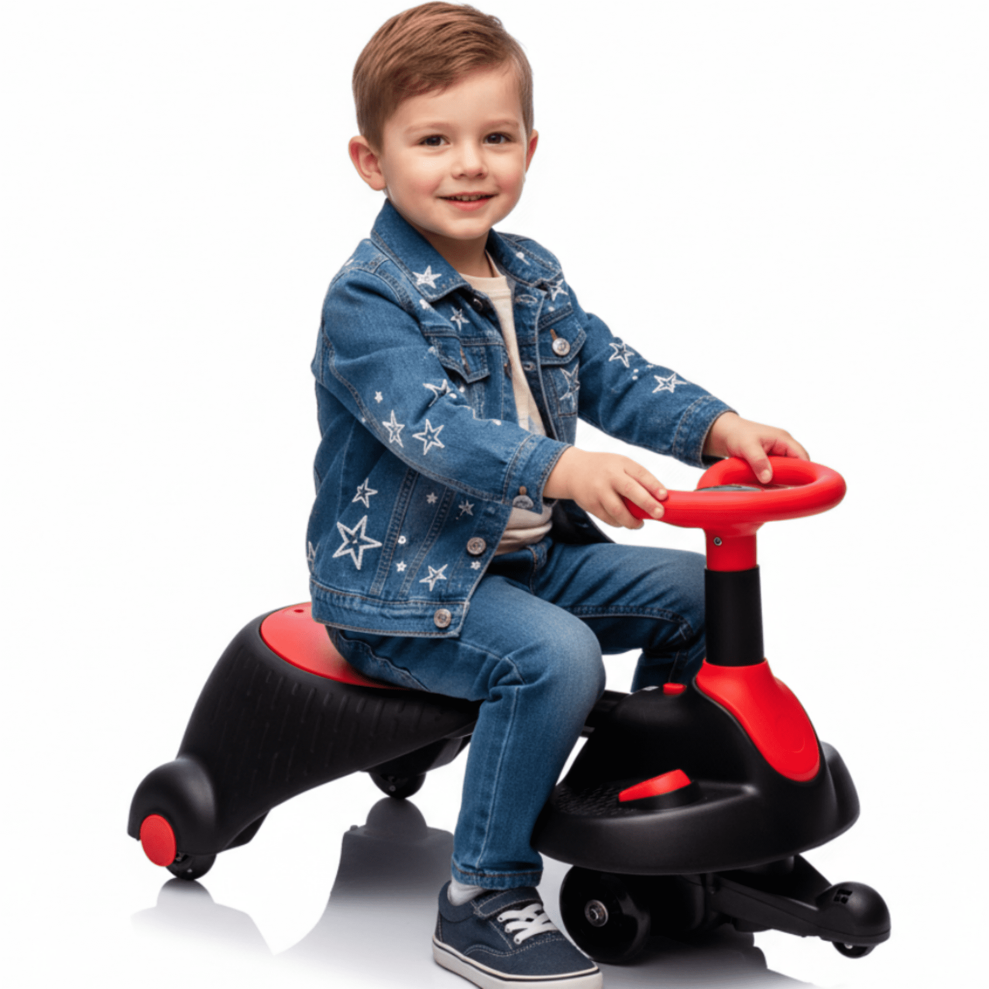 6V Kids Ride On Wiggle Car, Ride on Toys with Flashing & Shock Absorbing PU Wheels, Provide a Speed of 3.11MPH for Kids Aged 3+, Red