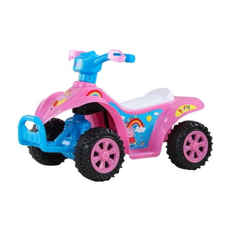 6V Peppa Pig ATV Quad, 6V Battery Powered Ride On for Kids Ages 1.5+, Pink