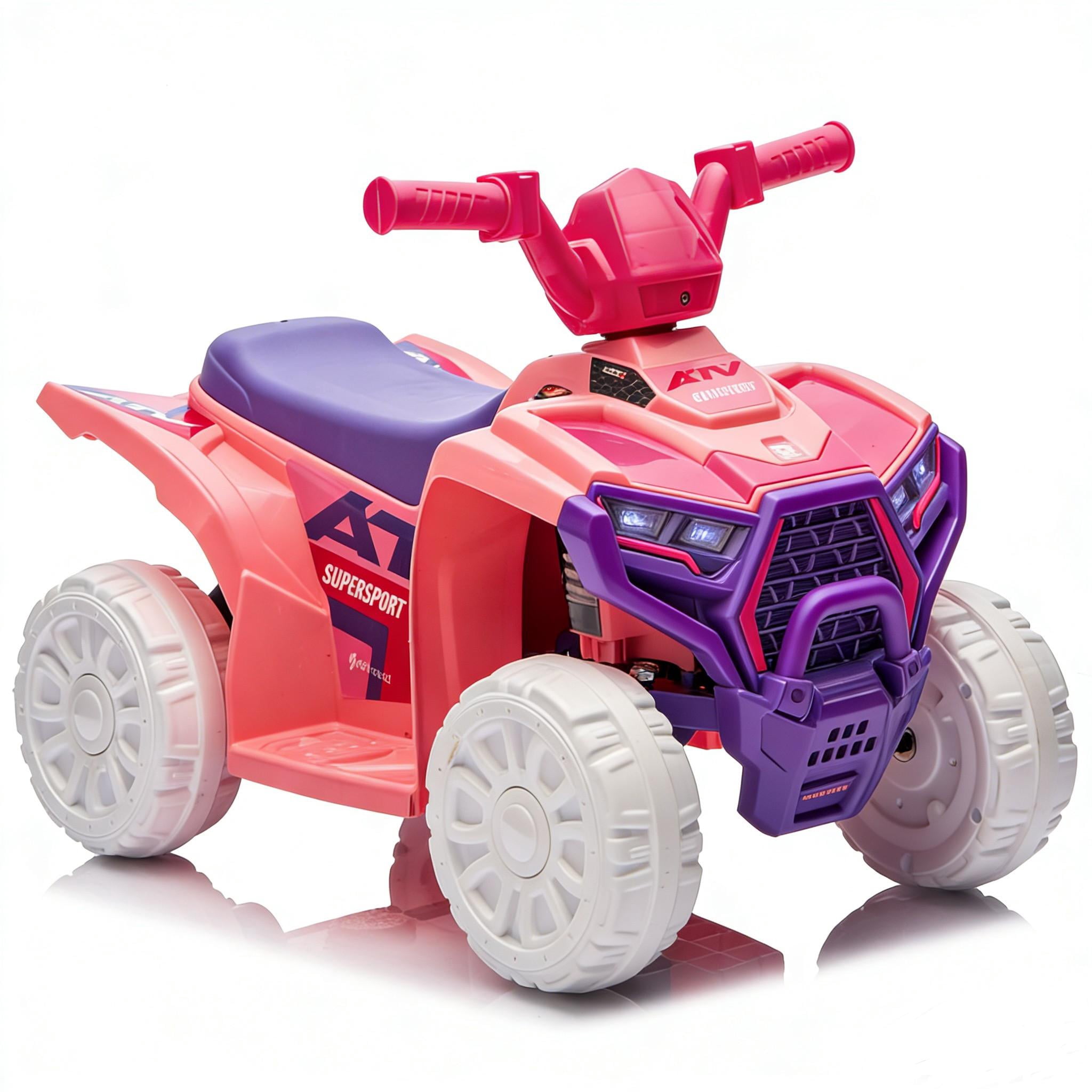 6V Ride on ATV Toys for Kids 3-5, Mini Battery Powered Motorized Quad for Kids with Anti-Slip Wheels, Toddler Car for Girls Boys, Pink