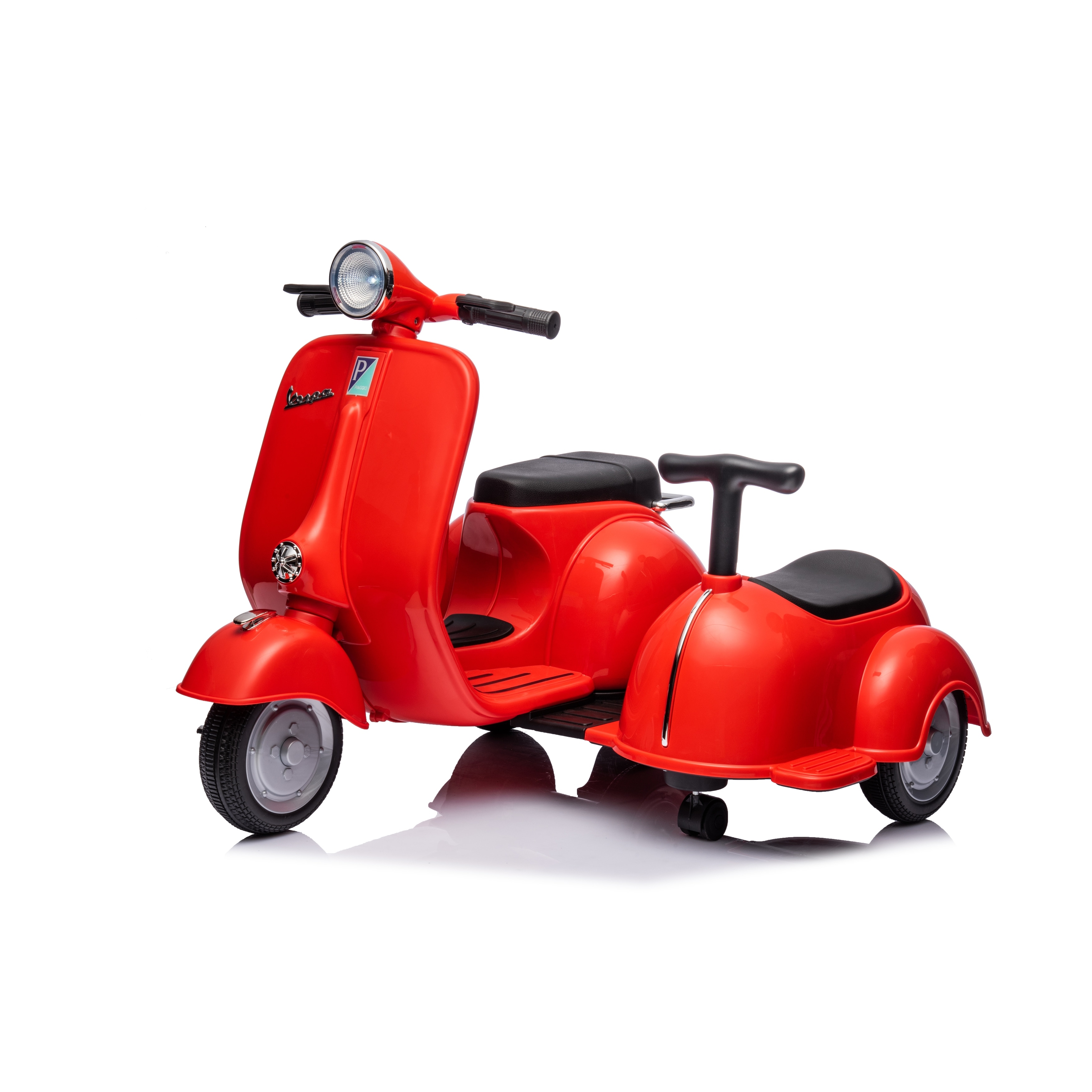 6V Scooter Motorcycle with Side Car for kids,Equipped with an anti-rollover frame, shock-absorbing springs Red