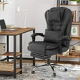 thumbnail image 1 of 6V-Sermmoo Adjustable Executive Chair, Comfortable Office Chair with Footrest, APU Leather, Black, 1 of 8