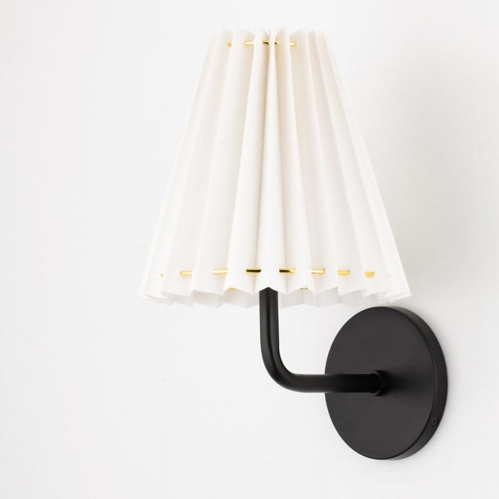 Demi Soft Black Pleated LED Wall Sconce with Metal Ring Accent