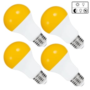 6W A19 LED Bug Light Bulbs, 60W Equivalent, 500LM, Bug Free Bug Repellent 2800K Dusk to Dawn Light Bulbs, 4 Pack