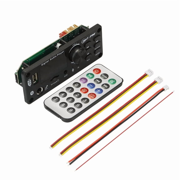 6W Amplifier Bluetooth 5.0 MP3/WAV/FLAC Decoder Board DC 12V Hi-Fi Car Audio System with USB/TF/FM & Call Recording