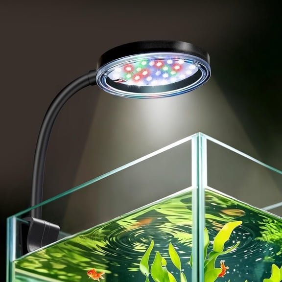 6W Aquarium LED Light for 1-5 Gallon Betta Fish Tanks Mini USB Clip Fish Light with Full & Dimmable Brightness