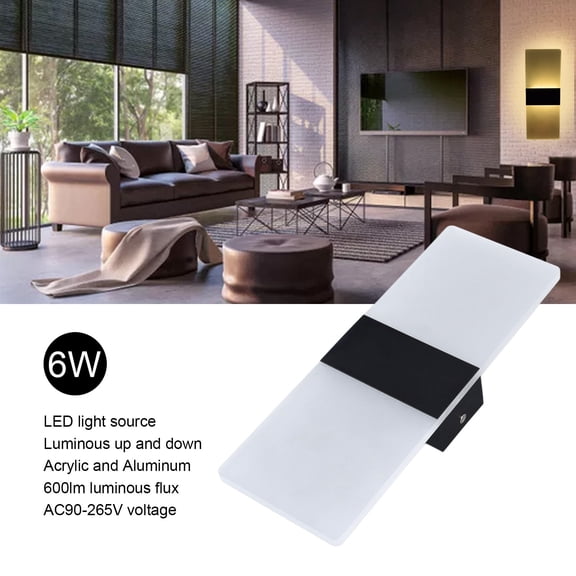 6W LED Wall Light Fixture with Acrylic and Aluminum Shade, 360 Up-Down Illumination, Warm Light for Bedroom, Hallway, Stairs, 10.6 x 3.9 1.6 in 6W Bedroom Canteen