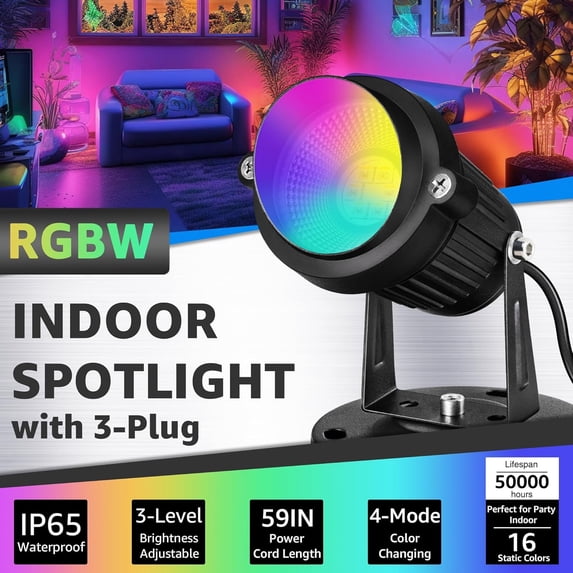 6W RGBW LED Spot Lights Indoor with Remote Control, 4 Pack Color ...