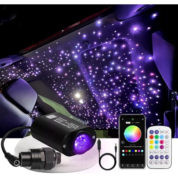 6W Small Size Twinkle Fiber Optic Starlight Headliner Kit, 150 count*0.03in*6.5ft Sound-Activated APP& Remote Control Starlight Engine for