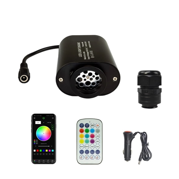 6W Twinkle& Sound Activated Fiber Optic Light Source RGBW Light Box Engine Diver APP/Remote Control Music Sensor Mode For Car ,Safe to Use