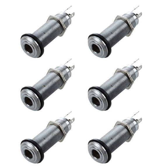 6X 1/4 Inch Chrome Cylinder Flush Mount Jack for Electric Guitar