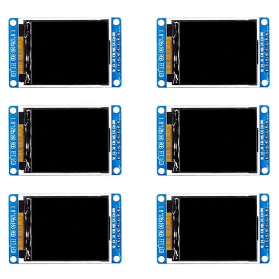 6X 1.8 Inch LCD Display Module Full Color 128X160 RGB SPI TFT LCD Display Module ST7735S 3.3V Replace OLED Power Supply