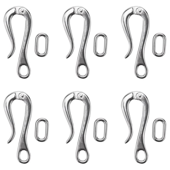 6X 100mm Pelican Hook & Eye with Quick Release Link Stainless Steel 316 Marine Boat Hardware