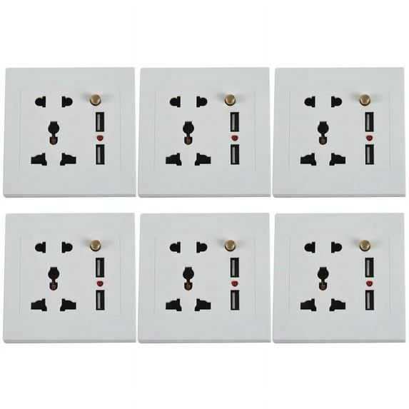 6X 2.1A Dual USB Wall Charger Socket Adapter Universial Power Outlet Panel wite Switch