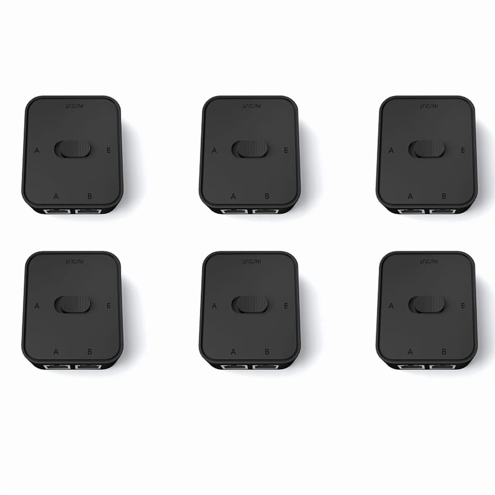 6X 2 Port RJ45 LAN CAT6 Network Switch 1000Mbps 2in1 Out/1 in 2 Out Internal External Network Switcher Splitter,6 x Network Switch,Black