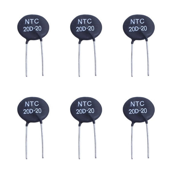 6X 20D-20 Thermistor for Limiting of Inrush Current of Power Supply Ballast CFL,Black