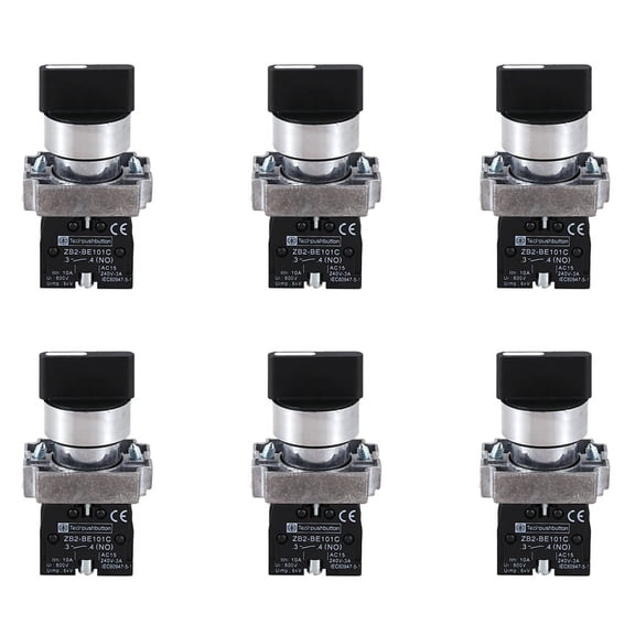 6X 22mm Latching 2 NO 3-Position Rotary Select Switch ZB2-BE101C Black,6 x Switch,Black