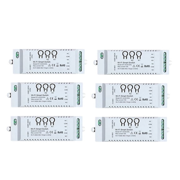 6X 2CH WiFi Smart Switch DIY APP 85-265V USB 5V 2.4G WiFi Home Automation Module for Home