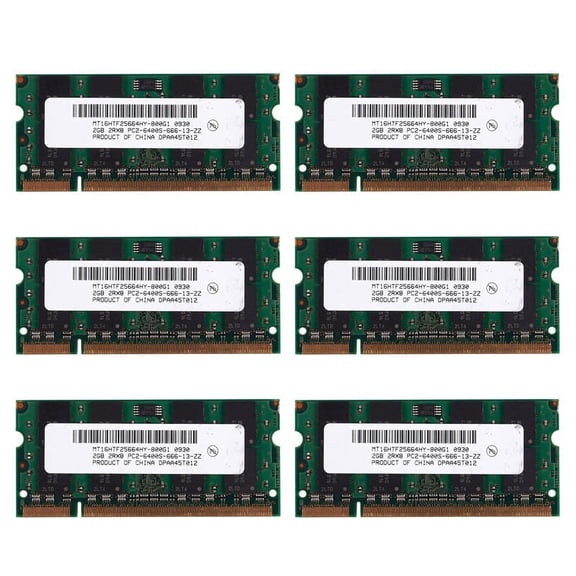 6X 2GB DDR2 PC2-6400 800MHz 200Pin 1.8V Laptop Memory SO-DIMM Notebook RAM