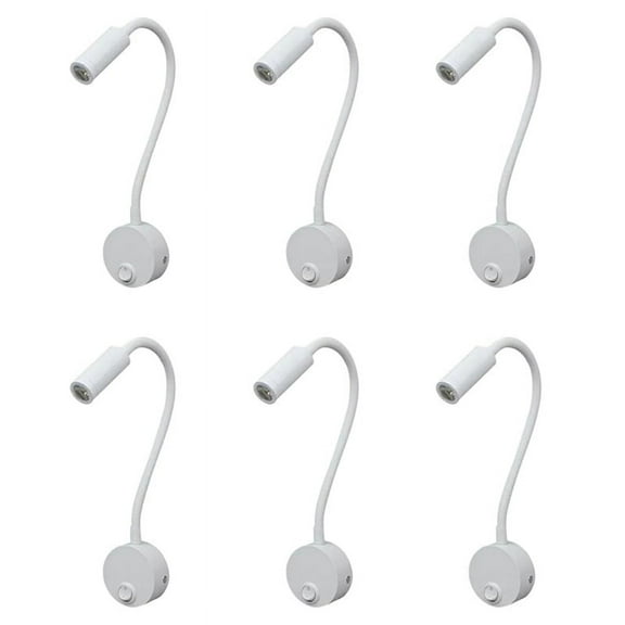 6X 3W Wall Mounted Reading Light Flexible Gooseneck LED Sconce Lamp for Bedroom, Office, Workbench, Studio Reading Lamp